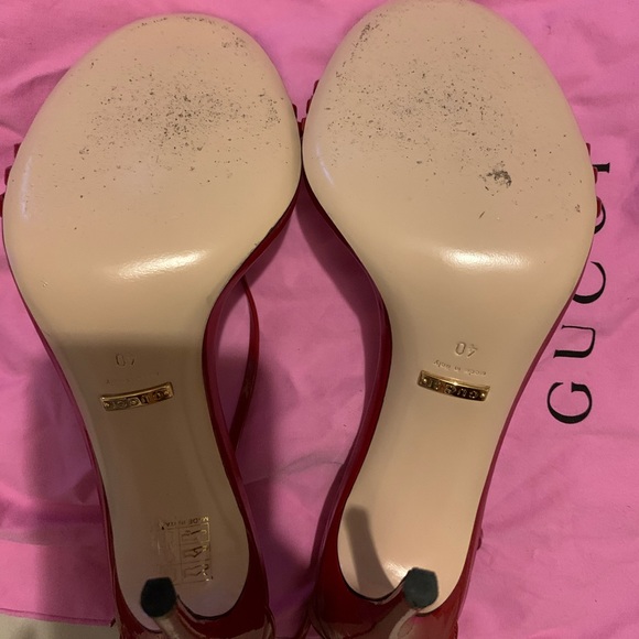 GUCCI Ilse Red Patent Leather Strappy Sandal Heel - Picture 3 of 4